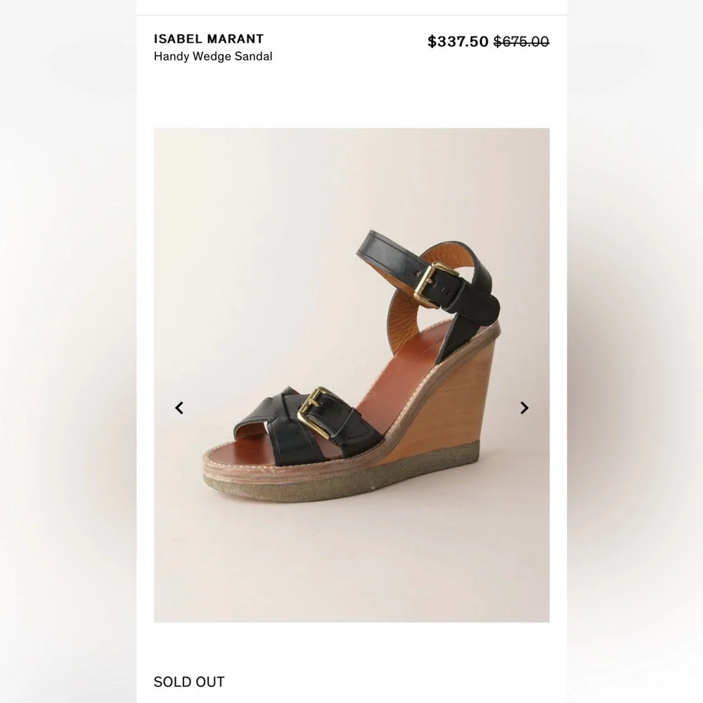 Isabel Marant wedge sandals Black Buckled Platform designer fashion wooden heel - Picture 7 of 7